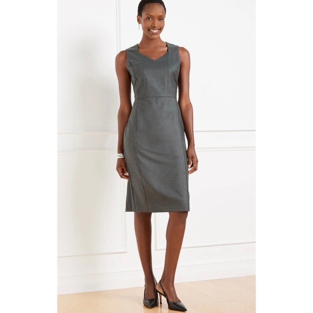 Talbots Luxe Italian Flannel Sheath Dress Sz 6P Sleeveless Quiet Luxury Gray